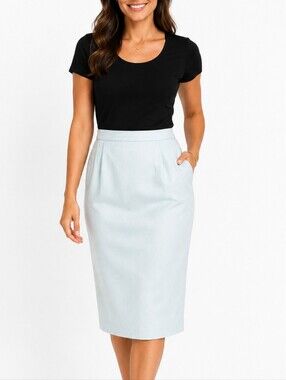 👚 NWT Susan Bristol Light Blue Midi Skirt Elastic Waist Size 14 Classic